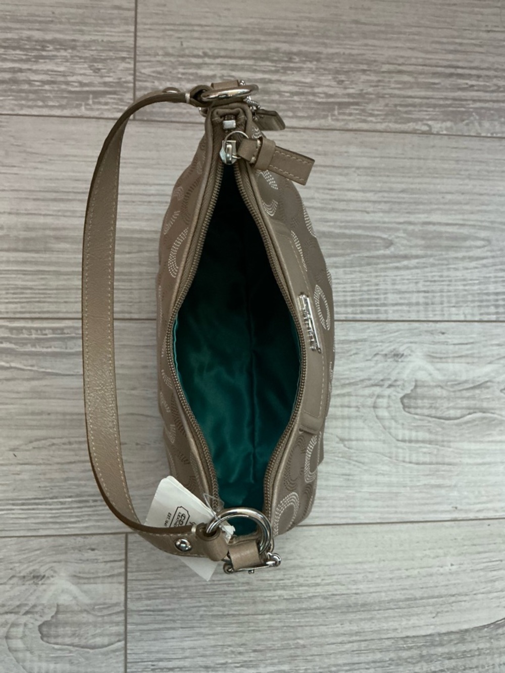Coach Taupe Signature Shoulder Bag with Silver Hardware - Picture 7 of 8